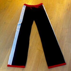 Madeleine Thompson Black White Stripe Red Trim Cashmere Flare Pant Size Small